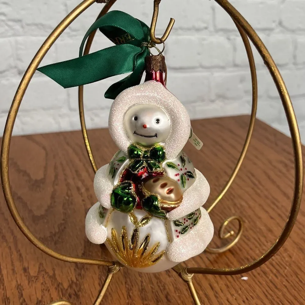 Waterford Holiday Heirlooms Ashling Snow Lass Snowman Frosted Glass Ornament
